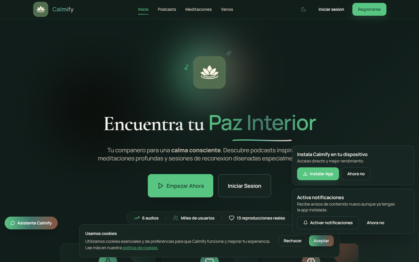 Calmify - App de bienestar