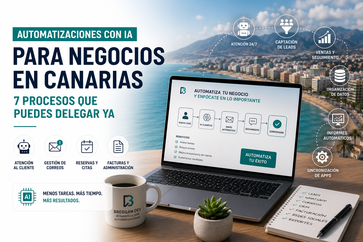 Automatizaciones con IA para negocios en Canarias: 7 procesos que puedes delegar ya